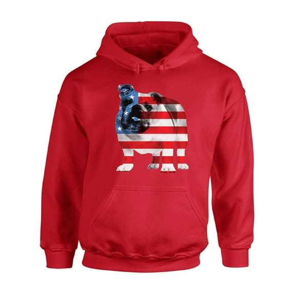 Awkward Styles Unisex USA Flag Bulldog American Patriotic Graphic Hoodie Tops 4th Of July Gifts
