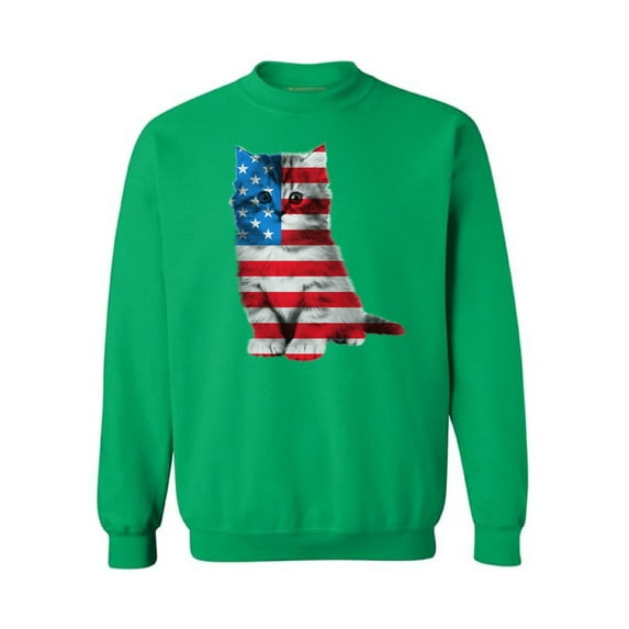 Awkward Styles Unisex USA Flag Cat Graphic Sweatshirt Tops Cute 4th of July Gift American Flag