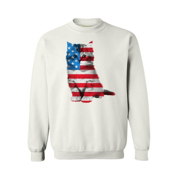 Awkward Styles Unisex USA Flag Cat Graphic Sweatshirt Tops Cute 4th of July Gift American Flag