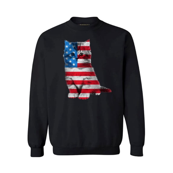 Awkward Styles Unisex USA Flag Cat Graphic Sweatshirt Tops Cute 4th of July Gift American Flag