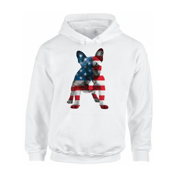 Awkward Styles Unisex USA Flag French Bulldog Cute Graphic Hoodie Tops 4th Of July Party Pet Lover