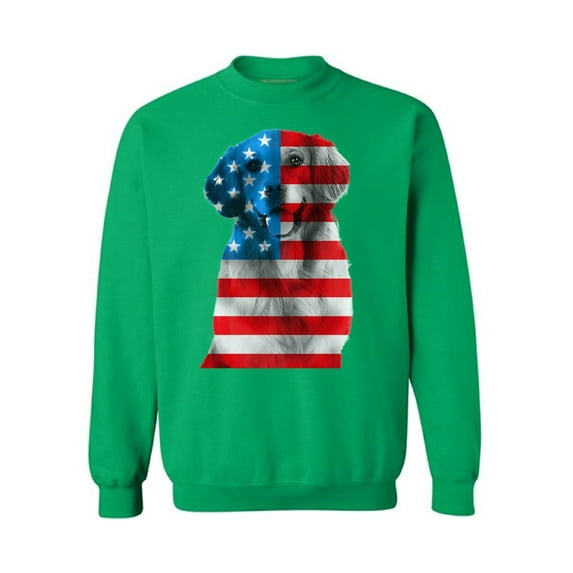 Awkward Styles Unisex USA Flag Golden Retriever Graphic Sweatshirt Tops Independence Day Gift