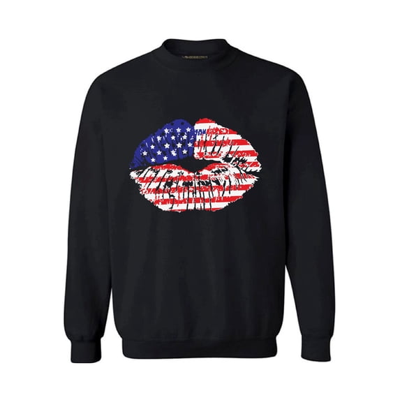 Awkward Styles Unisex USA Flag Lips Cool Graphic Sweatshirt Tops 4th of July Gift Independence Day