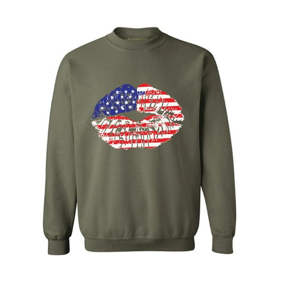 Awkward Styles Unisex USA Flag Lips Cool Graphic Sweatshirt Tops 4th of July Gift Independence Day