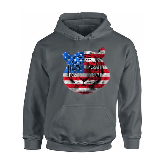 Awkward Styles Unisex USA Flag Tiger Patriotic Graphic Hoodie Tops Independence Day Gift 4th of July