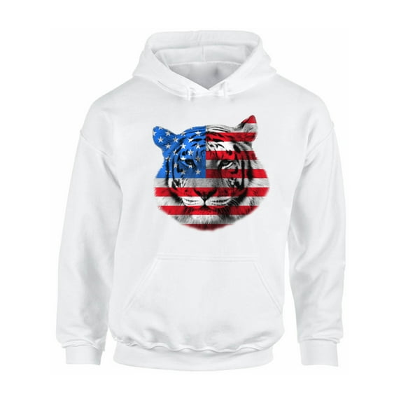 Awkward Styles Unisex USA Flag Tiger Patriotic Graphic Hoodie Tops Independence Day Gift 4th of July