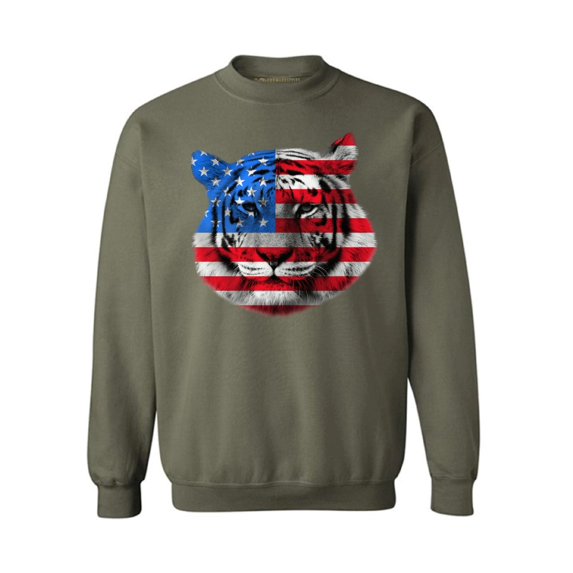 Awkward Styles Unisex USA Flag Tiger Patriotic Graphic Sweatshirt Tops Independence Day Gift 4th of July