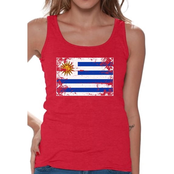 Awkward Styles Uruguay Flag Tank Top for Women Uruguayan Tanks Uruguayan Women Gifts from Uruguay Flag of Uruguay Uruguay Sleeveless Shirt Uruguayan Tshirt Uruguayan Flag Gift Uruguay Tank Top