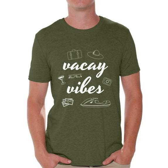 Awkward Styles Vacay Vibes Men Shirt Beach Shirts for Men Hawaiian Men Shirts Summer Vacation T-Shirt Funny Gifts for Summer Men's Vacay Shirt Summer Party Outfit Hawaiian Tshirt