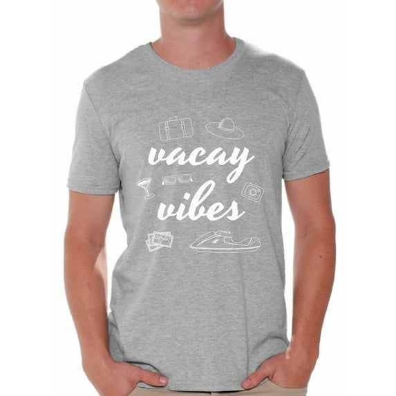 Awkward Styles Vacay Vibes Men Shirt Beach Shirts for Men Hawaiian Men Shirts Summer Vacation T-Shirt Funny Gifts for Summer Men's Vacay Shirt Summer Party Outfit Hawaiian Tshirt