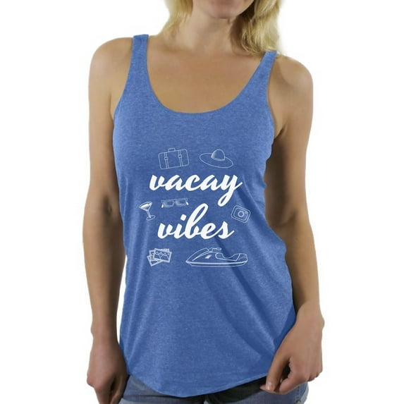 Awkward Styles Vacay Vibes Racerback Tank Top for Women Vacation Shirts Summer Beach Tank Top Summer Vacation Racerback Top Cute Gifts for Summer Beach Party Outfit Vacay Mode Shirt