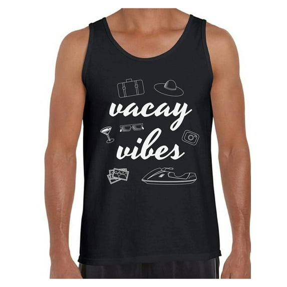 Awkward Styles Vacay Vibes Tank Top for Men Beach Tank Summer Workout Clothes Men's Beach Muscle Shirt Vacation Shirts for Men Beach Party Gifts for Him Funny Gifts for Summer Vacay Tank Top