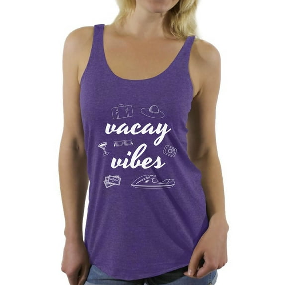 Awkward Styles Vacay Vibes Women Racerback Tank Top Vacation Shirts Summer Beach Tank Top Summer Hawaiian Racerback Top Cute Gifts for Summer Beach Party Outfit Hawaiian Shirt