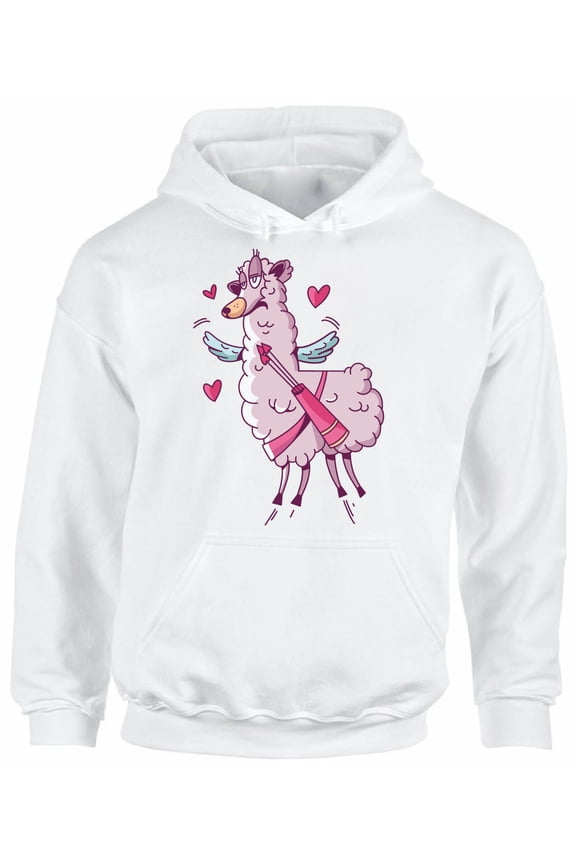 Valentine's Day Hoodie Pink Lama Hooded Sweatshirt Valentines Sweater