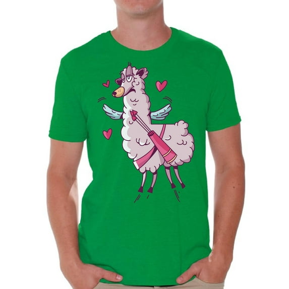 Awkward Styles Valentine's Day T-Shirt Pink Lama T Shirts for Men Valentines Tee