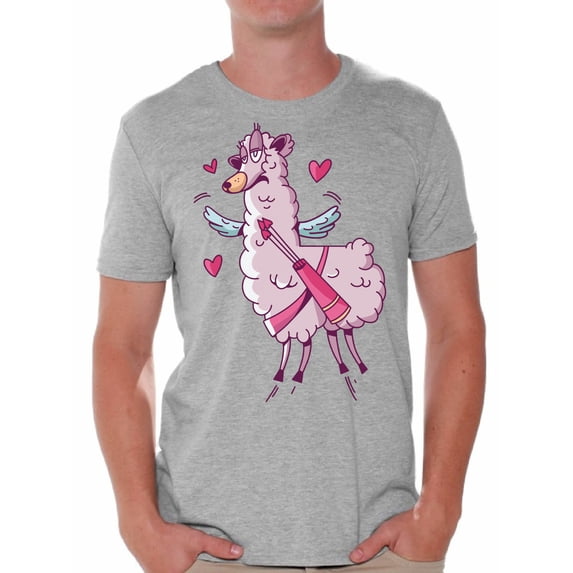 Awkward Styles Valentine's Day T-Shirt Pink Lama T Shirts for Men Valentines Tee