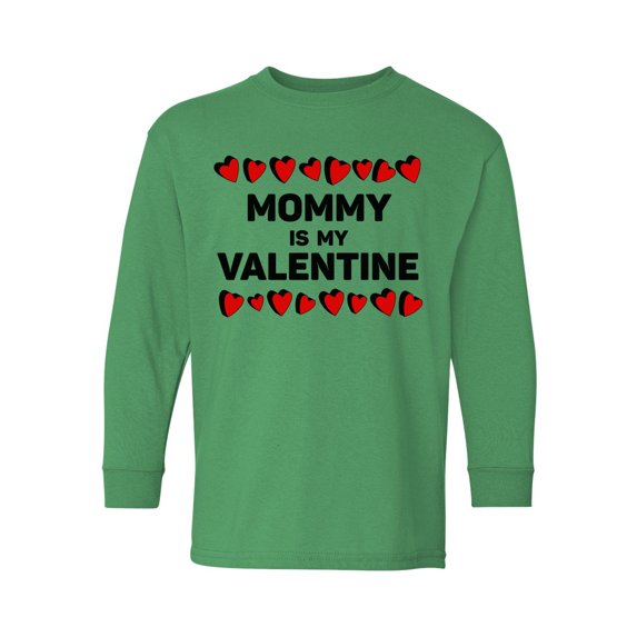 Awkward Styles Valentine's Day Youth Long Sleeve T-shirt Mommy is my Valentine Crewneck Tee for Kids Girls Boys