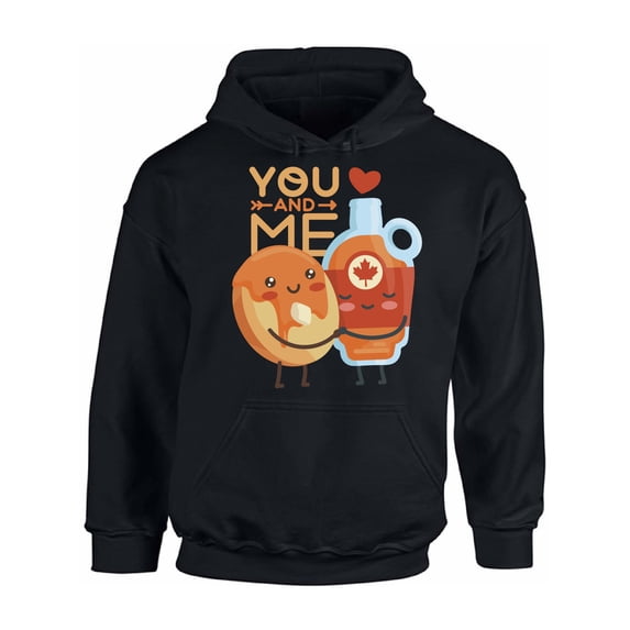 Awkward Styles Valentine's Hoodie You and Me Hooded Sweatshirt Maple Syrup Doughnuts Print