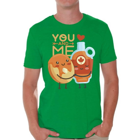 Awkward Styles Valentine's T-Shirt You and Me T Shirts for Men Maple Syrup Doughnuts Print