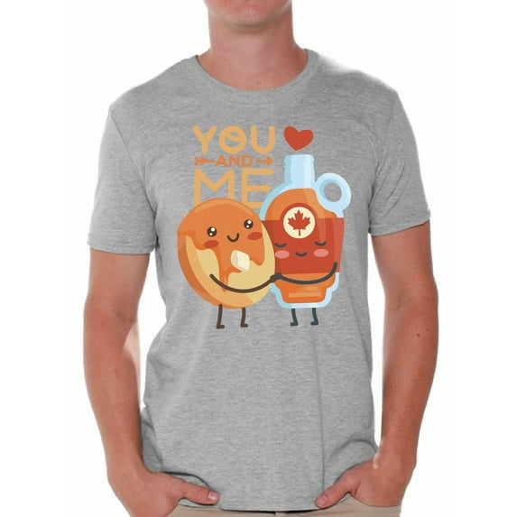 Awkward Styles Valentine's T-Shirt You and Me T Shirts for Men Maple Syrup Doughnuts Print