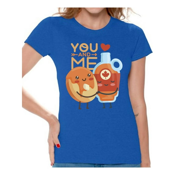 Awkward Styles Valentine's T-Shirt You and Me T Shirts for Women Maple Syrup Doughnuts Print