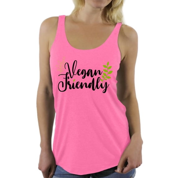 Awkward Styles Vegan Friendly Racerback Tank Top for Her Racerback Tanks Vegetarian Tshirt Vegan Friendly Racerback Shirts for Her Vegan T Shirts Vegan Clothes for Women Vegan Organic Racerback Tanks