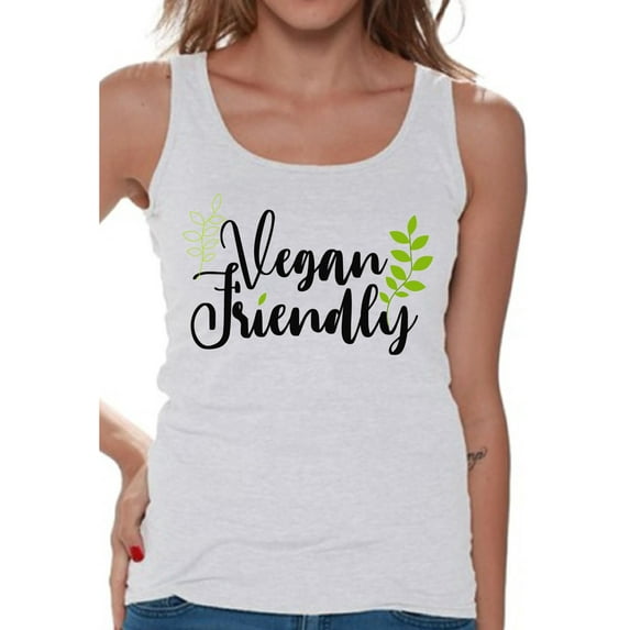 Awkward Styles Vegan Friendly Tank Top for Her Ladies Tanks Vegetarian Tshirt Vegan Friendly Shirts for Her Vegan T Shirts Vegan Clothes for Women Vegan Organic Shirts for Her Gifts for Vegetarians