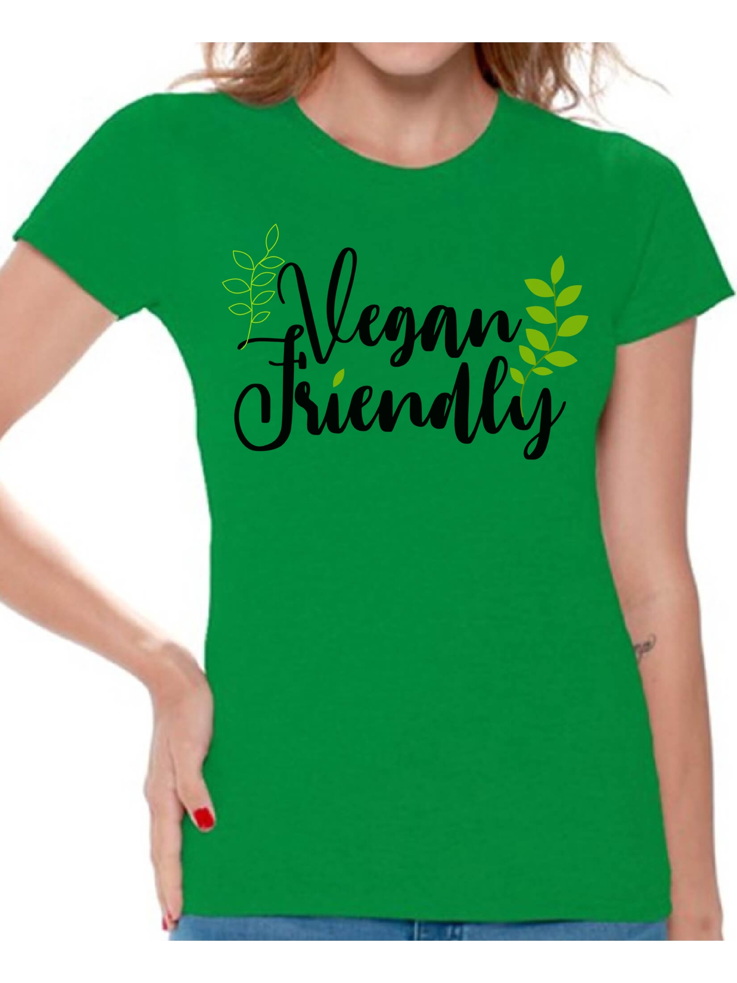 Awkward Styles Vegan Friendly Womens T-Shirt Lovely Vegetarian Tshirt Vegan Friendly Shirts for Ladies Vegan T Shirts Vegan Clothes for Women Vegan Organic Stylish Shirts for Her Gifts for Vegetarians - image 1 of 4