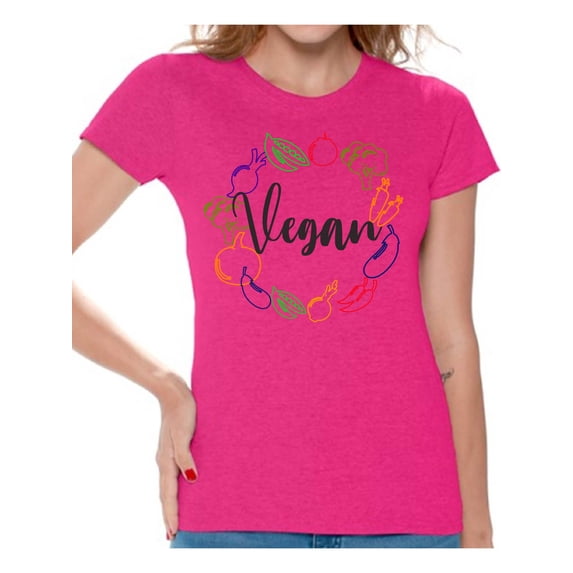 Awkward Styles Vegetables Womens T-Shirt Lovely Vegetarian Tshirt Vegan Friendly Shirts for Ladies Vegan T Shirts Vegan Clothes for Women Vegan Organic Shirts for Her Gifts for Vegetarians