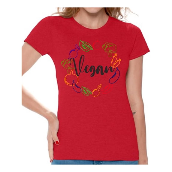 Awkward Styles Vegetables Womens T-Shirt Lovely Vegetarian Tshirt Vegan Friendly Shirts for Ladies Vegan T Shirts Vegan Clothes for Women Vegan Organic Shirts for Her Gifts for Vegetarians