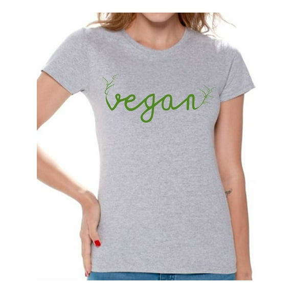 Awkward Styles Vegetarian Tshirt Vegan Friendly Shirts for Ladies Stylish Foliage Womens T-Shirts Lovely Vegan T Shirts Vegan Clothes for Women Vegan Organic Shirts for Her Gifts for Vegetarians