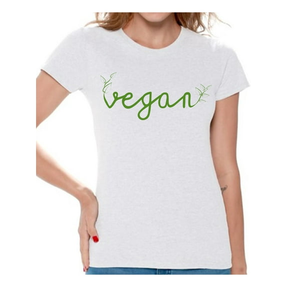 Awkward Styles Vegetarian Tshirt Vegan Friendly Shirts for Ladies Stylish Foliage Womens T-Shirts Lovely Vegan T Shirts Vegan Clothes for Women Vegan Organic Shirts for Her Gifts for Vegetarians