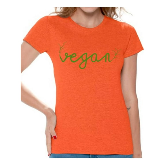 Awkward Styles Vegetarian Tshirt Vegan Friendly Shirts for Ladies Stylish Foliage Womens T-Shirts Lovely Vegan T Shirts Vegan Clothes for Women Vegan Organic Shirts for Her Gifts for Vegetarians