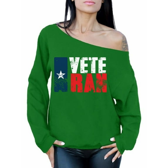 Awkward Styles Veteran Texas Off Shoulder Sweatshirt USA Pride 4th of July Sweater for Women Free to Be Me Texas Flag Women Sweatshirt One Nation USA Veteran Off Shoulder Sweatshirt Independence Day