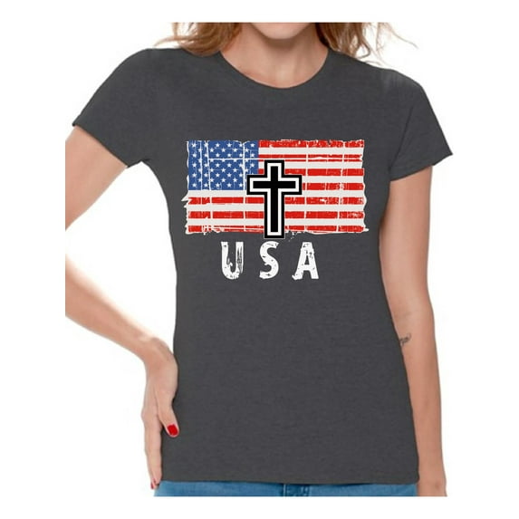 Awkward Styles Patriotic Tshirt for Women Army Tshirts for Women USA Gifts for Mom Veteran Army Clothes Collection American Army Shirts for Women US Flag Shirt for Ladies Proud T-Shirt for Ladies