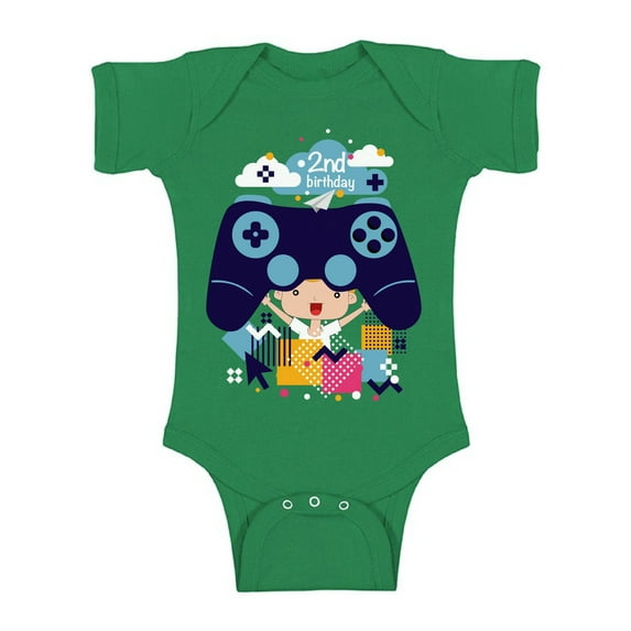 Awkward Styles Video Game One Piece Birthday Baby Bodysuit Short Sleeve 2nd Birthday Party One Piece Top Funny Gamer Birthday Party Birthday Gifts for 2 Year Old Video Game One Piece Top for Baby