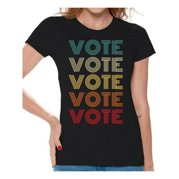 Awkward Styles Vote Shirt Women's Election 2020 Shirt Color Vote Pattern Political Theme T-shirt for Ladies Democracy 2020 USA Shirt Voter T Shirt