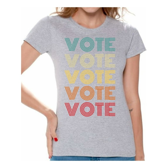 Awkward Styles Vote Shirt Women's Election 2020 Shirt Color Vote Pattern Political Theme T-shirt for Ladies Democracy 2020 USA Shirt Voter T Shirt