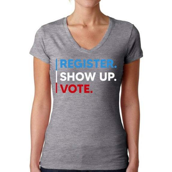 Awkward Styles Voting Shirts for Women 2020 USA Election V-neck T Shirt Register Show Up Vote Democracy Shirt Voter T Shirt