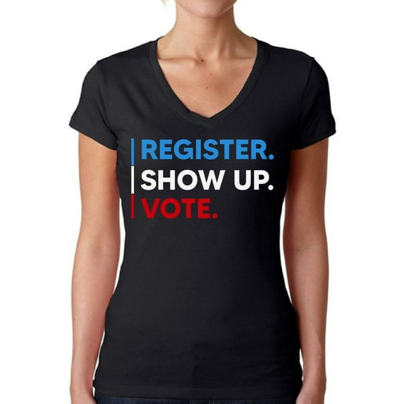 Awkward Styles Voting Shirts for Women 2020 USA Election V-neck T Shirt Register Show Up Vote Democracy Shirt Voter T Shirt
