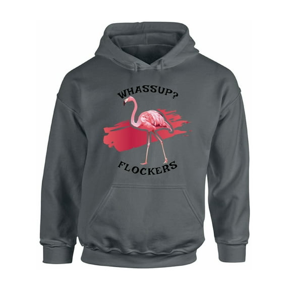 Awkward Styles Whassup Flockers Hooded Sweatshirt Pink Flamingo Hoodie Flamingo Gifts for Men and Women Flamingo Summer Party Beach Hoodie Unisex Funny Flamingo Hoodie Sweatshirt