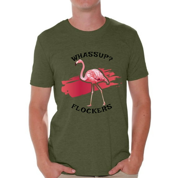 Awkward Styles Whassup Flockers Tshirt for Men Pink Flamingo Shirt Flamingo Shirts for Men Flamingo Summer Outfit Beach T Shirt Funny Flamingo T-Shirt Flamingo Themed Party Men's Flamingo Gifts
