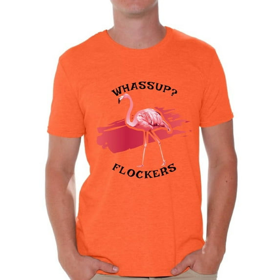Awkward Styles Whassup Flockers Tshirt for Men Pink Flamingo Shirt Flamingo Shirts for Men Flamingo Summer Outfit Beach T Shirt Funny Flamingo T-Shirt Flamingo Themed Party Men's Flamingo Gifts