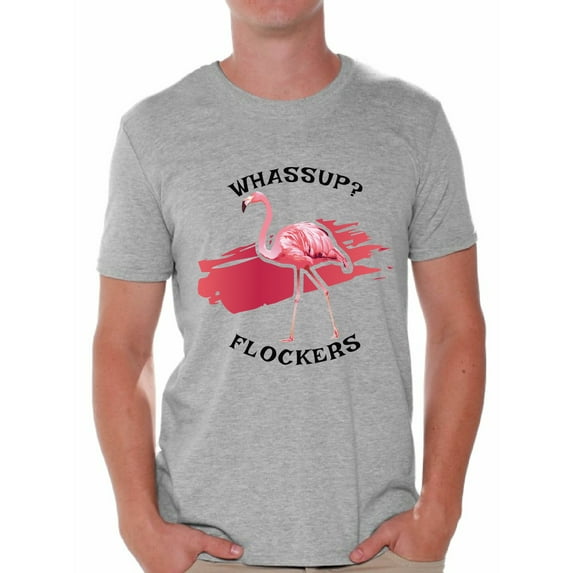 Awkward Styles Whassup Flockers Tshirt for Men Pink Flamingo Shirt Flamingo Shirts for Men Flamingo Summer Outfit Beach T Shirt Funny Flamingo T-Shirt Flamingo Themed Party Men's Flamingo Gifts