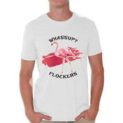 Awkward Styles Whassup Flockers Tshirt for Men Pink Flamingo Shirt Flamingo Shirts for Men Flamingo Summer Outfit Beach T Shirt Funny Flamingo T-Shirt Flamingo Themed Party Men's Flamingo Gifts