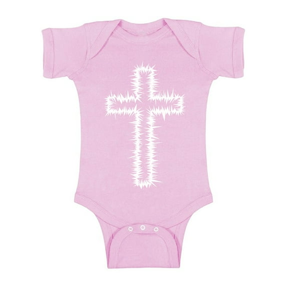 Awkward Styles White Cross Baby Bodysuit Short Sleeve Tops for Newborn Baby Christian Cross Clothes for Baby Boys Christian Bodysuits for Baby Girls Jesus Clothing for Baby Kids Cross One Piece
