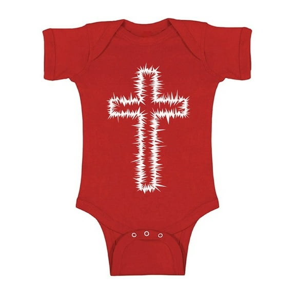Awkward Styles White Cross Baby Bodysuit Short Sleeve Tops for Newborn Baby Christian Cross Clothes for Baby Boys Christian Bodysuits for Baby Girls Jesus Clothing for Baby Kids Cross One Piece