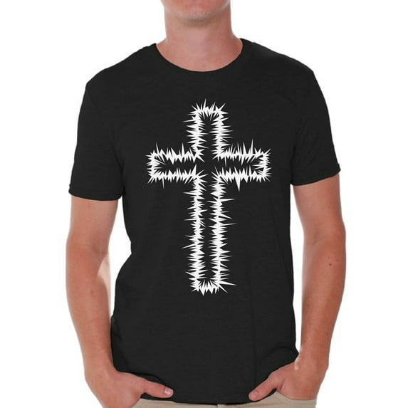 Awkward Styles White Cross Shirt for Men Christian Mens Shirts Christian Cross Clothes for Men Jesus Christ is the Lord Christian Cross Birthday Gifts Jesus Shirts Jesus Clothing Cross Mens Shirt