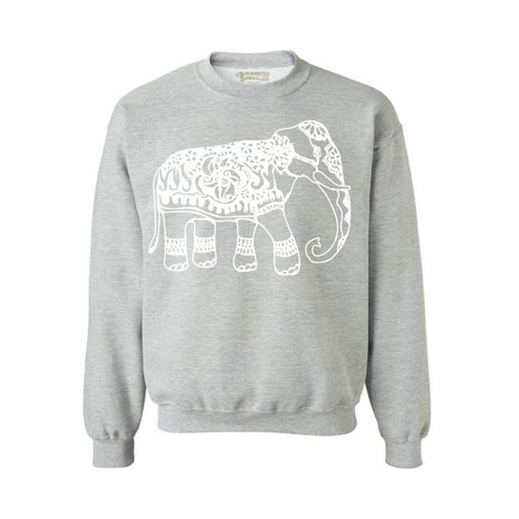 Awkward Styles White Elephant Unisex Crewneck Patterned Crewneck for Women Elephant Sweater for Him Tracery Sweater Indian Pattern Crewneck Elephant Crewnecks Animal Sweatshirt Animals Crewneck