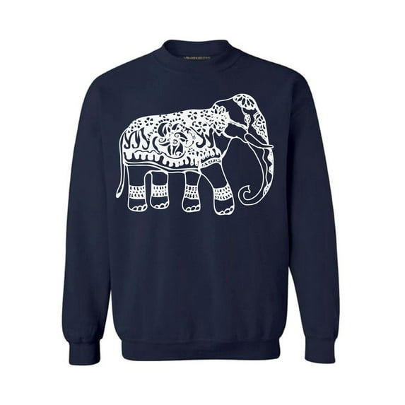 Awkward Styles White Elephant Unisex Crewneck Patterned Crewneck for Women Elephant Sweater for Him Tracery Sweater Indian Pattern Crewneck Elephant Crewnecks Animal Sweatshirt Animals Crewneck